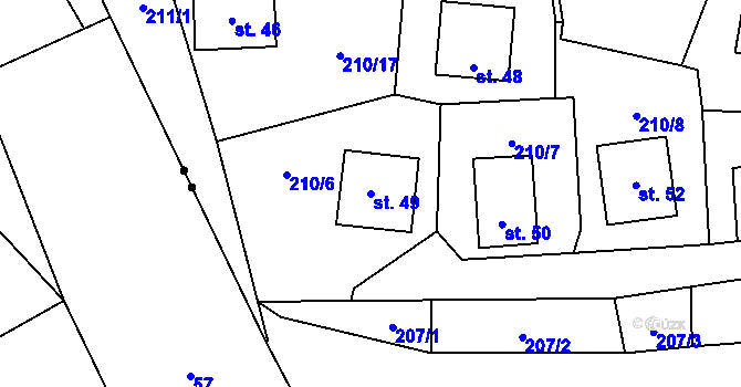 Parcela st. 49 v KÚ Jeclov, Katastrální mapa