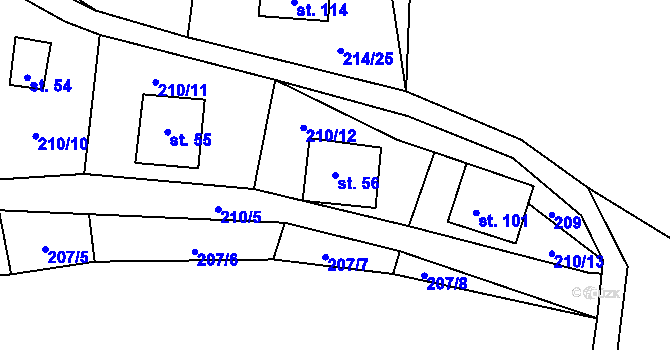 Parcela st. 56 v KÚ Jeclov, Katastrální mapa