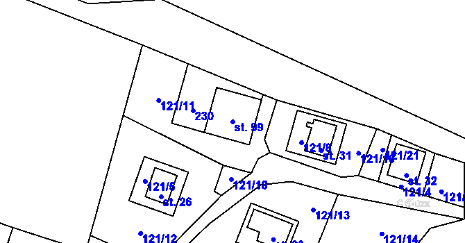 Parcela st. 99 v KÚ Jeclov, Katastrální mapa