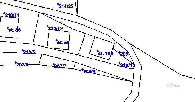 Parcela st. 101 v KÚ Jeclov, Katastrální mapa