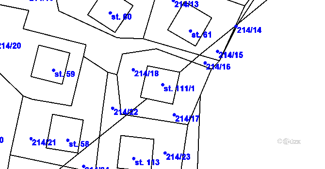Parcela st. 111/1 v KÚ Jeclov, Katastrální mapa