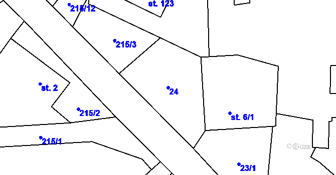 Parcela st. 24 v KÚ Jeclov, Katastrální mapa