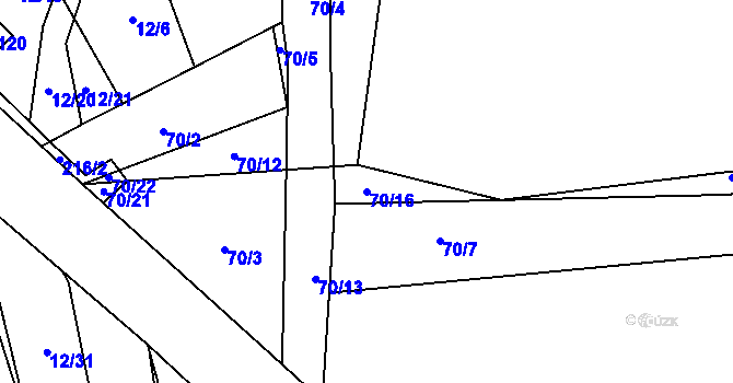Parcela st. 70/16 v KÚ Jeclov, Katastrální mapa