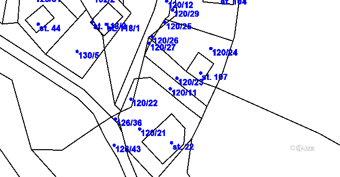 Parcela st. 120/11 v KÚ Jeclov, Katastrální mapa