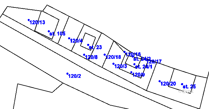 Parcela st. 120/18 v KÚ Jeclov, Katastrální mapa
