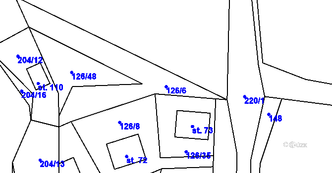 Parcela st. 126/6 v KÚ Jeclov, Katastrální mapa