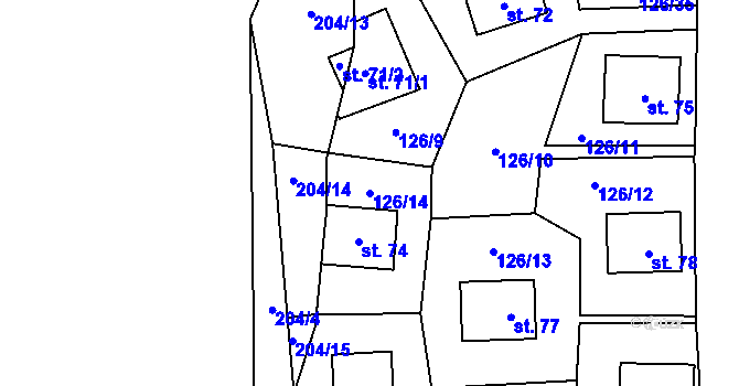 Parcela st. 126/14 v KÚ Jeclov, Katastrální mapa