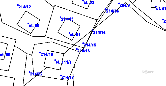 Parcela st. 214/15 v KÚ Jeclov, Katastrální mapa
