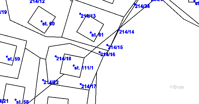 Parcela st. 214/16 v KÚ Jeclov, Katastrální mapa