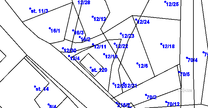 Parcela st. 12/19 v KÚ Jeclov, Katastrální mapa