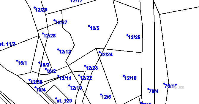 Parcela st. 12/24 v KÚ Jeclov, Katastrální mapa