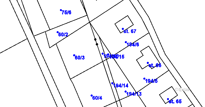 Parcela st. 194/16 v KÚ Jeclov, Katastrální mapa