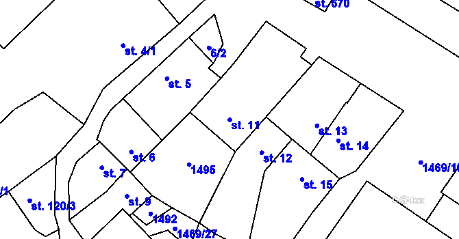 Parcela st. 11 v KÚ Velký Beranov, Katastrální mapa