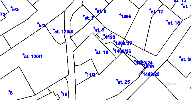 Parcela st. 18 v KÚ Velký Beranov, Katastrální mapa