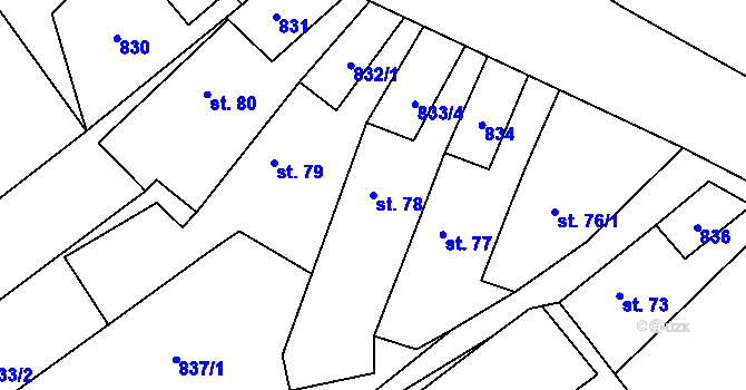 Parcela st. 78 v KÚ Velký Beranov, Katastrální mapa