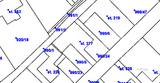 Parcela st. 277 v KÚ Velký Beranov, Katastrální mapa