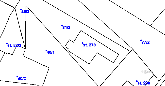 Parcela st. 278 v KÚ Velký Beranov, Katastrální mapa