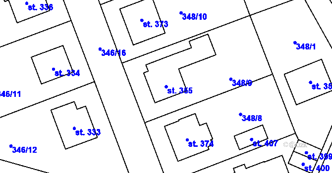 Parcela st. 355 v KÚ Velký Beranov, Katastrální mapa
