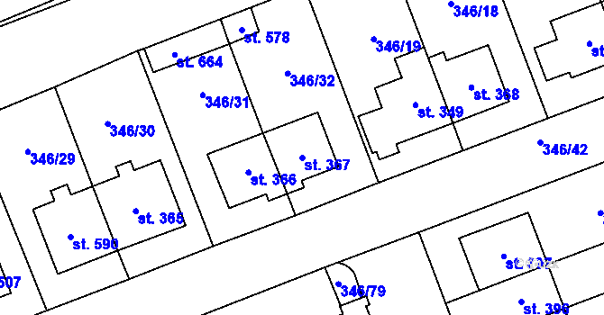 Parcela st. 367 v KÚ Velký Beranov, Katastrální mapa