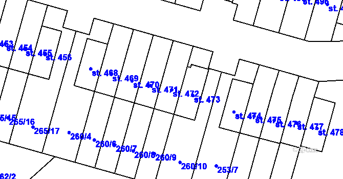 Parcela st. 472 v KÚ Velký Beranov, Katastrální mapa