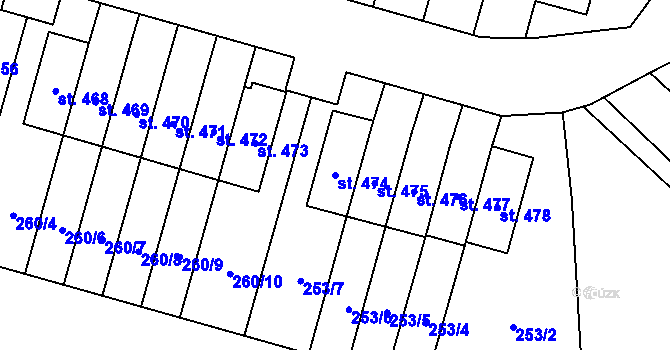 Parcela st. 474 v KÚ Velký Beranov, Katastrální mapa