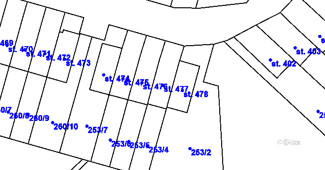 Parcela st. 477 v KÚ Velký Beranov, Katastrální mapa