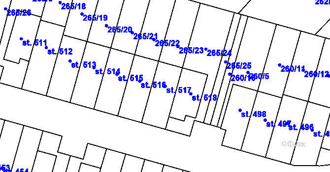 Parcela st. 517 v KÚ Velký Beranov, Katastrální mapa