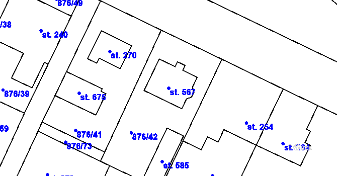 Parcela st. 567 v KÚ Velký Beranov, Katastrální mapa