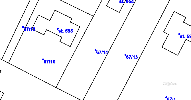 Parcela st. 67/14 v KÚ Velký Beranov, Katastrální mapa
