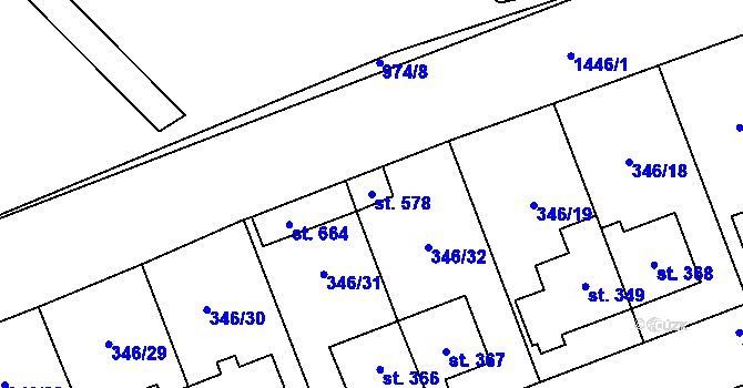 Parcela st. 578 v KÚ Velký Beranov, Katastrální mapa