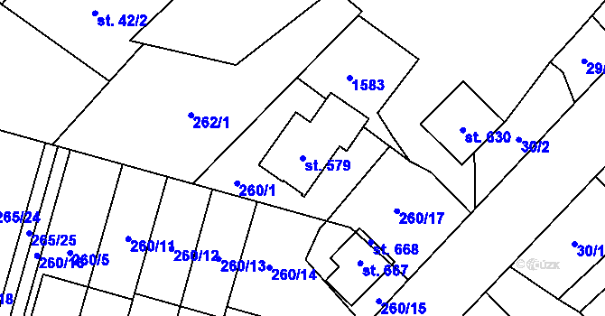 Parcela st. 579 v KÚ Velký Beranov, Katastrální mapa