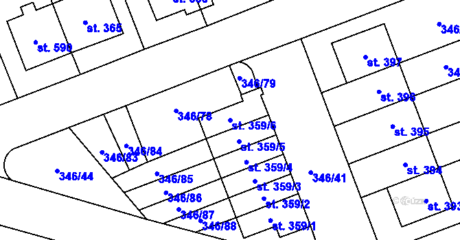 Parcela st. 359/6 v KÚ Velký Beranov, Katastrální mapa