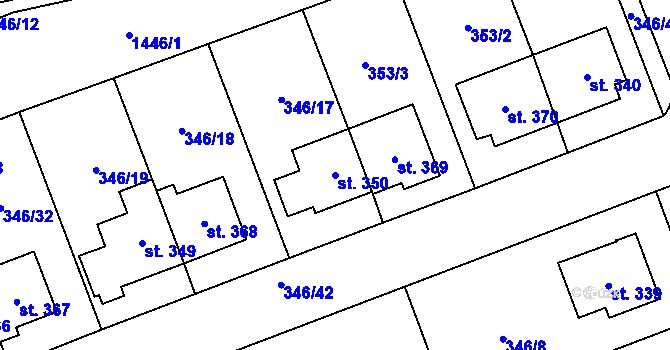 Parcela st. 350 v KÚ Velký Beranov, Katastrální mapa