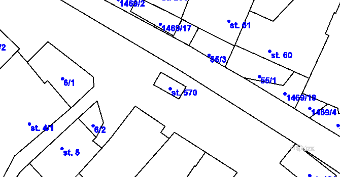 Parcela st. 570 v KÚ Velký Beranov, Katastrální mapa