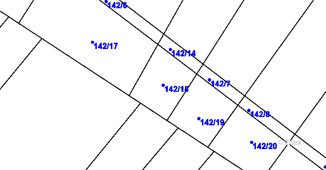 Parcela st. 142/18 v KÚ Velký Beranov, Katastrální mapa
