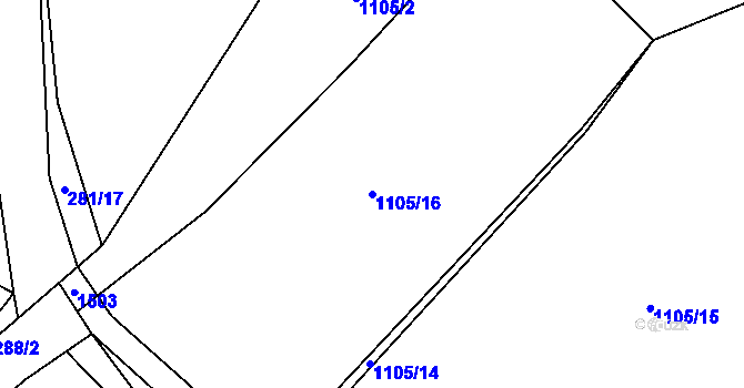 Parcela st. 1105/16 v KÚ Velký Beranov, Katastrální mapa
