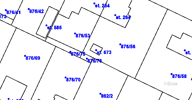 Parcela st. 673 v KÚ Velký Beranov, Katastrální mapa