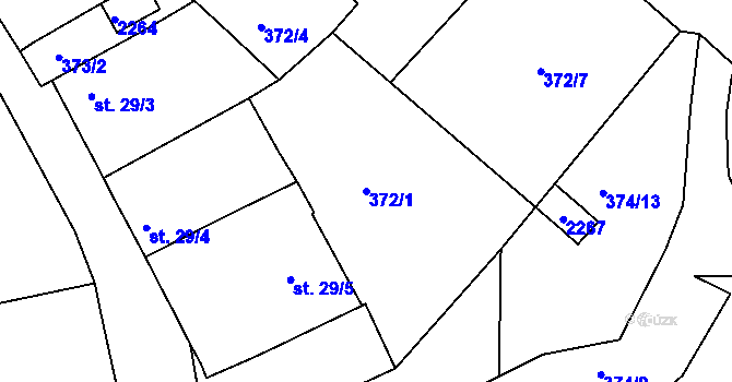 Parcela st. 372/1 v KÚ Velký Bor u Strunkovic, Katastrální mapa