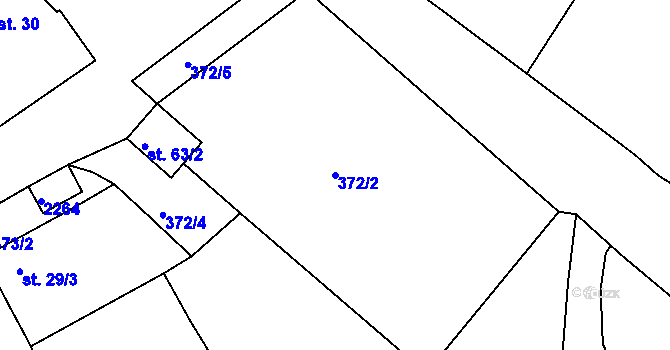 Parcela st. 372/2 v KÚ Velký Bor u Strunkovic, Katastrální mapa