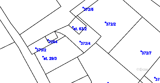 Parcela st. 372/4 v KÚ Velký Bor u Strunkovic, Katastrální mapa