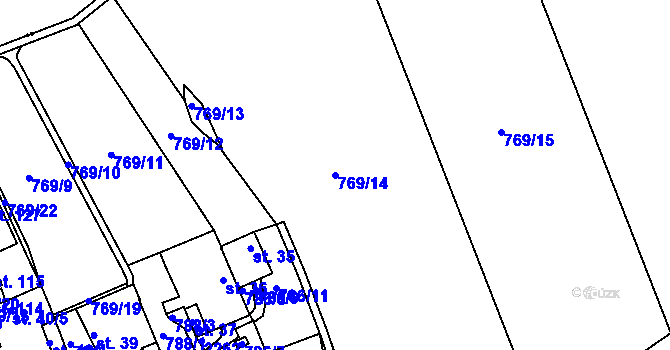 Parcela st. 769/14 v KÚ Velký Bor u Strunkovic, Katastrální mapa