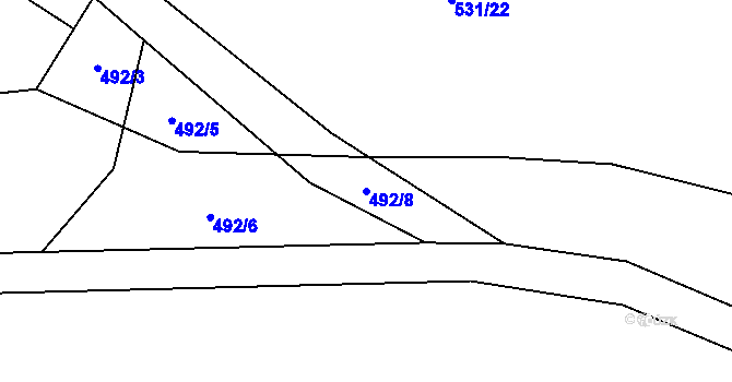 Parcela st. 492/8 v KÚ Jetenovice, Katastrální mapa