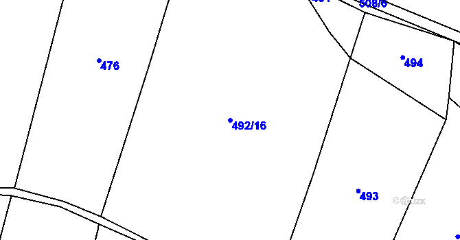 Parcela st. 492/16 v KÚ Jetenovice, Katastrální mapa