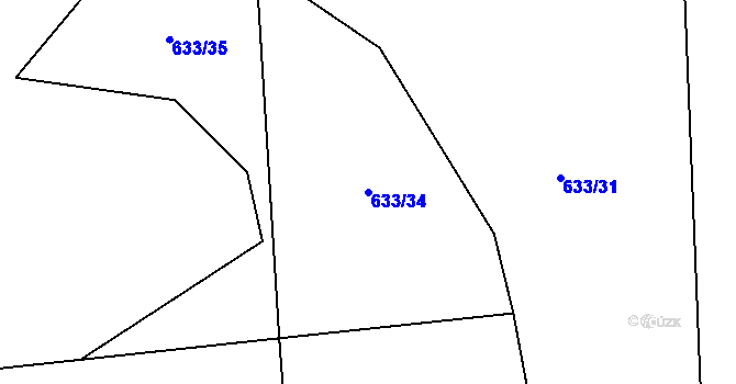 Parcela st. 633/34 v KÚ Jetenovice, Katastrální mapa