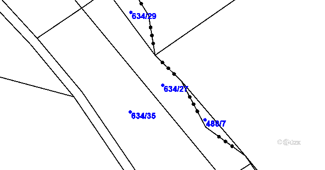 Parcela st. 634/27 v KÚ Jetenovice, Katastrální mapa