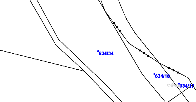 Parcela st. 634/34 v KÚ Jetenovice, Katastrální mapa