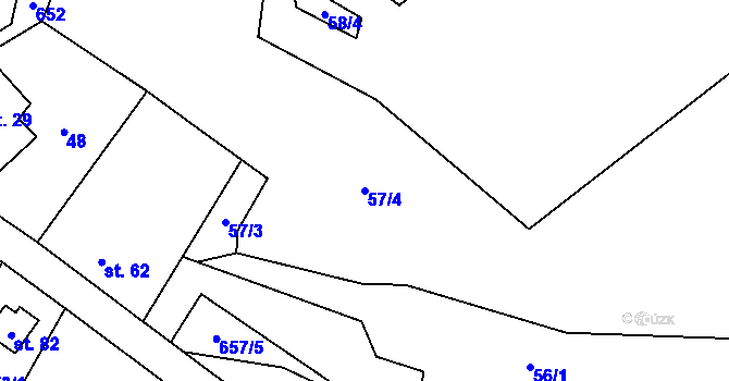 Parcela st. 57/4 v KÚ Jetenovice, Katastrální mapa