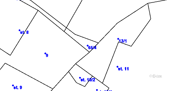 Parcela st. 65/4 v KÚ Jetenovice, Katastrální mapa