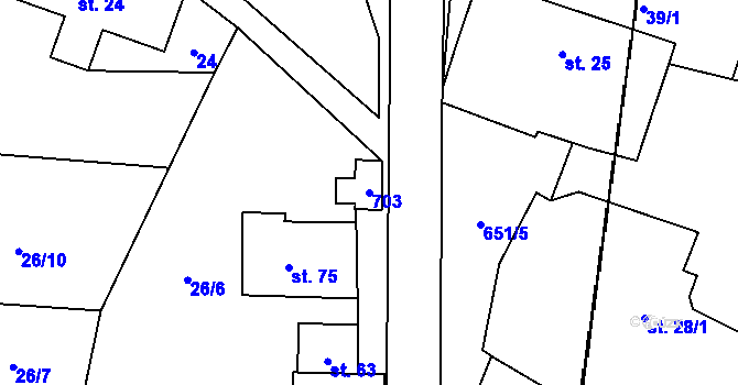 Parcela st. 703 v KÚ Jetenovice, Katastrální mapa