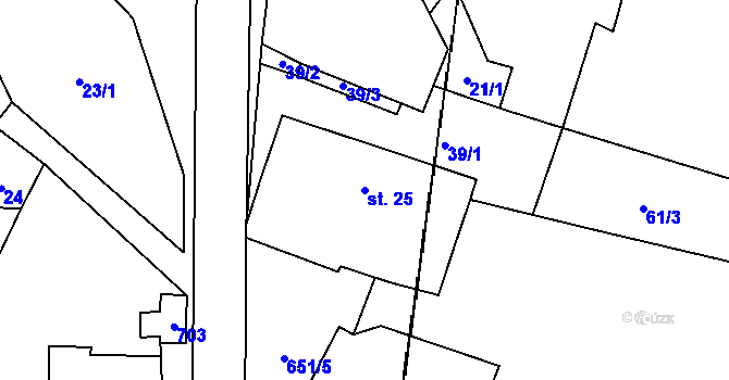 Parcela st. 25 v KÚ Jetenovice, Katastrální mapa